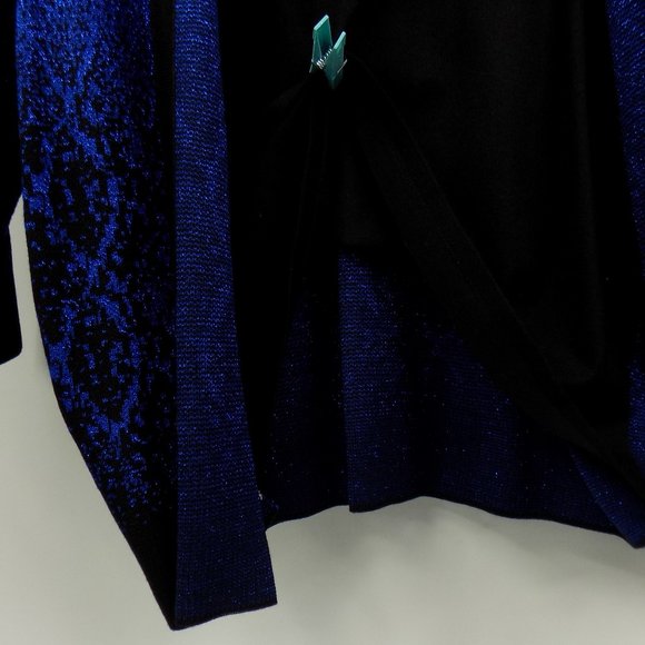Alfred Dunner Sparkle Metallic Cobalt Blue Sweater With Faux Inside Top Sz L NWT - Picture 3 of 8
